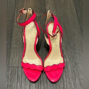 Jessica Simpson Pink Scallop Heels | Size 7M / 37 | Strappy Open Toe